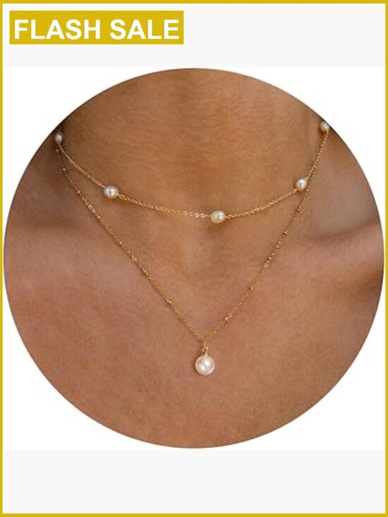 Jewelry - Dainty Pearl Necklace for Women - 14k Gold Plated Lobster Clasp